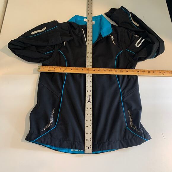 BMW Jacket Women M Medium Black Blue Athletics Full Zip Reflective Detach Sleeve - Picture 8 of 13